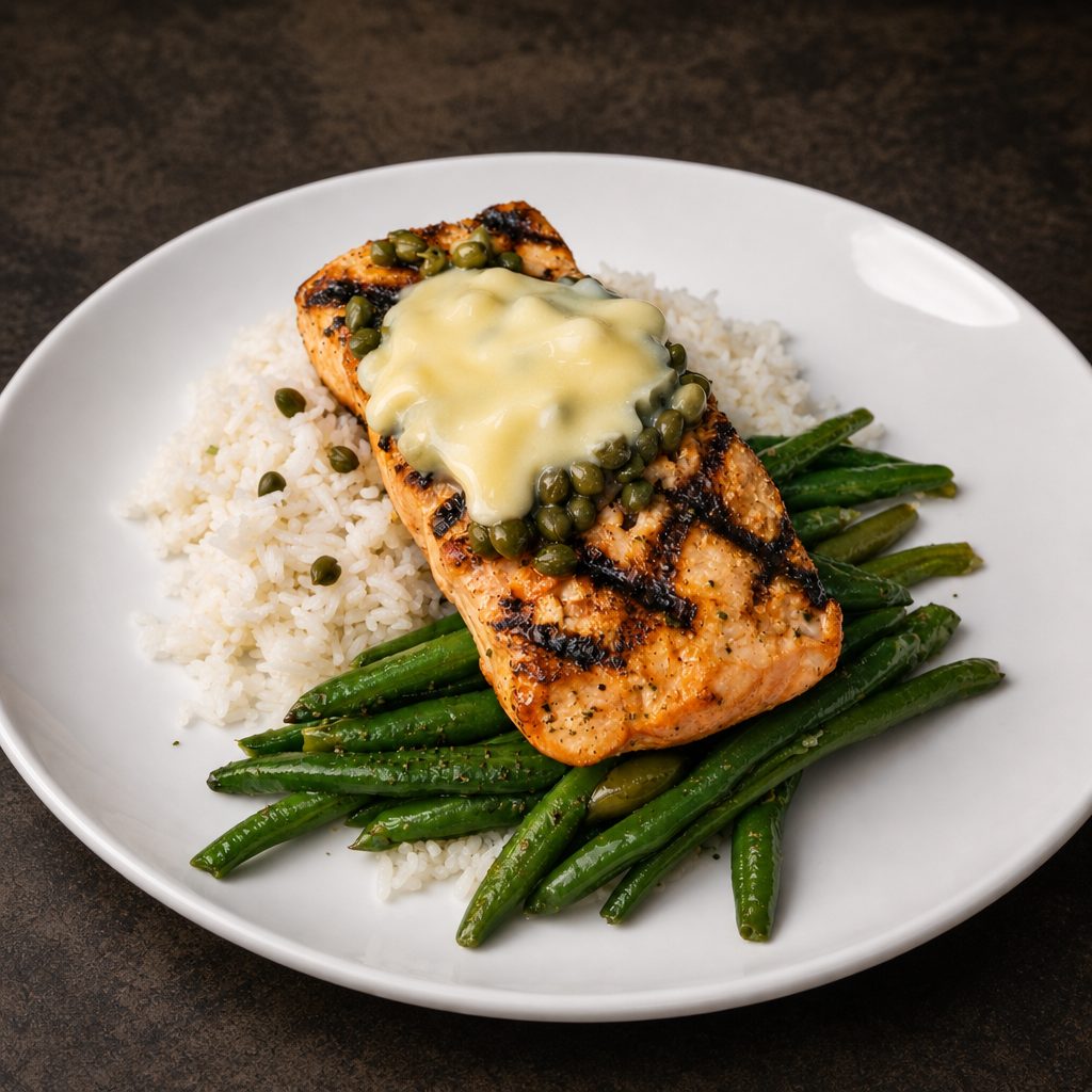 Salmon Piccata Dinner.